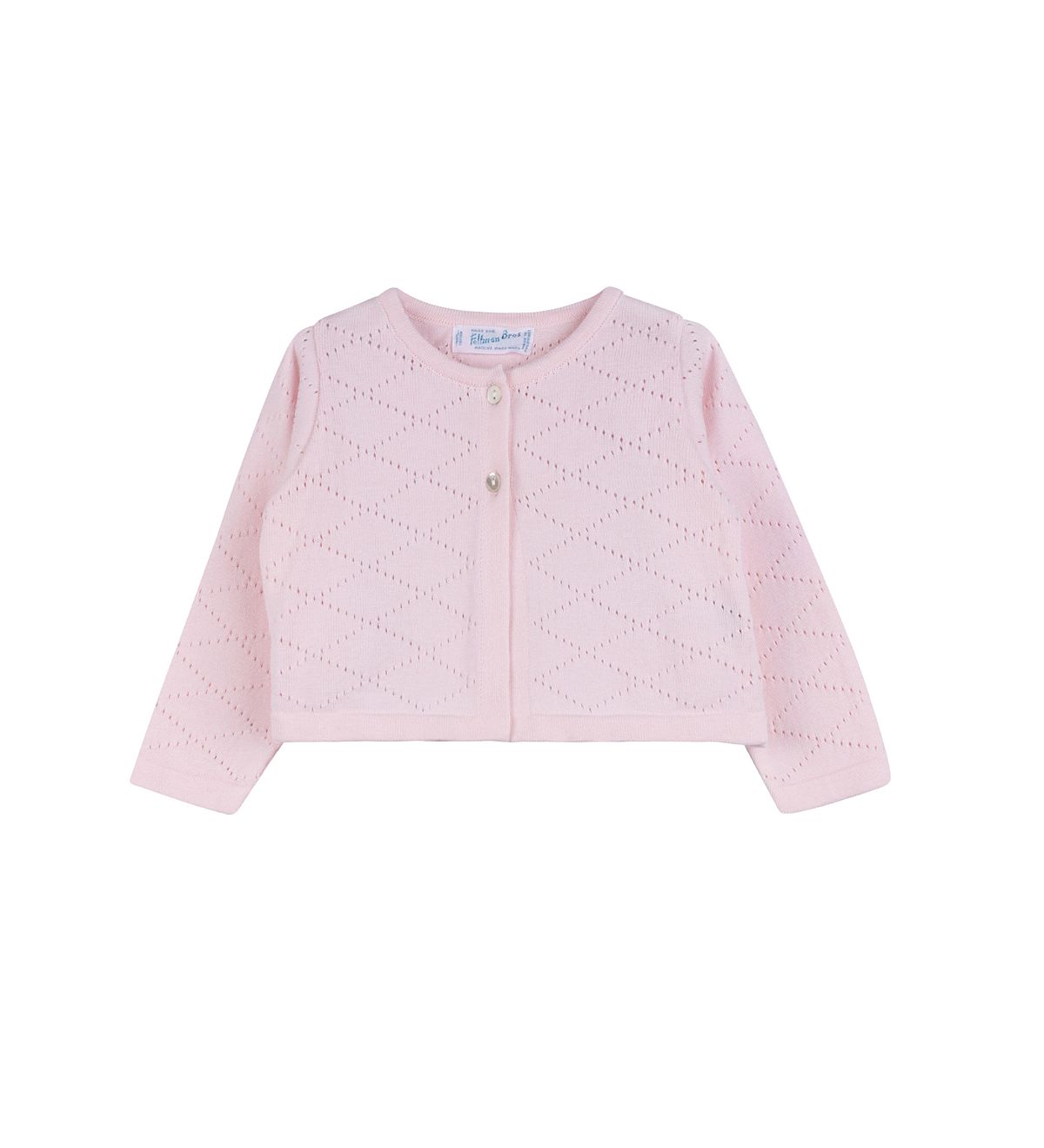 Feltman Brothers Girls' Diamond Pointelle Cropped Cardigan - Little Kid