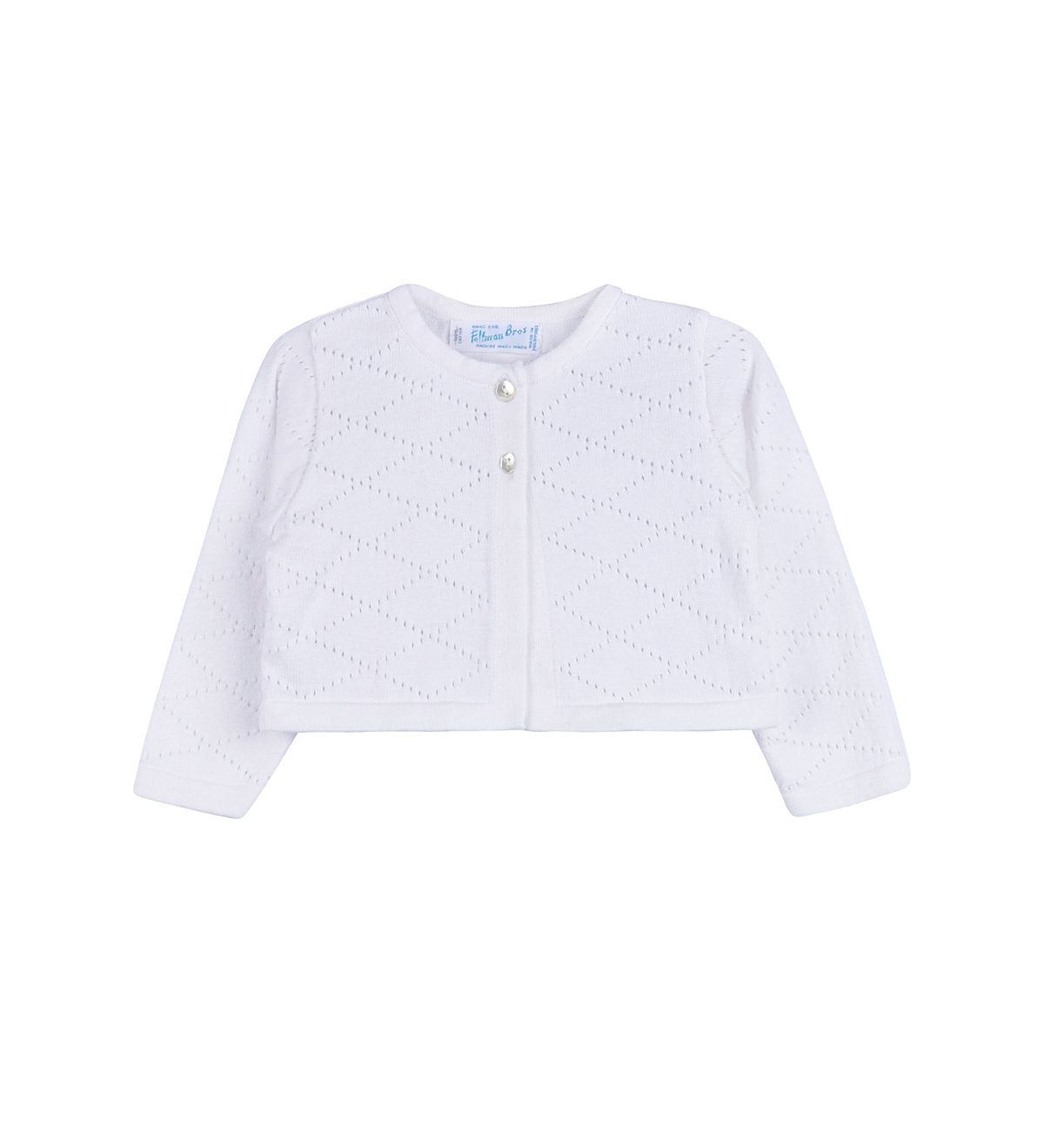 Feltman Brothers Girls' Diamond Pointelle Cropped Cardigan - Little Kid