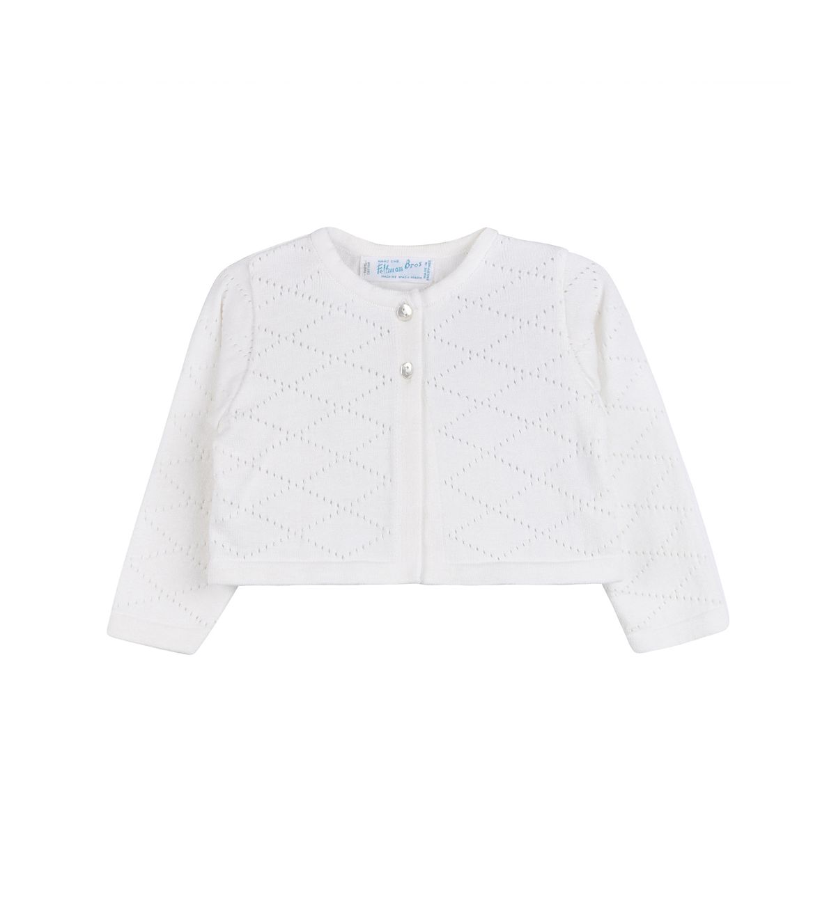 Feltman Brothers Girls' Diamond Pointelle Cropped Cardigan - Little Kid