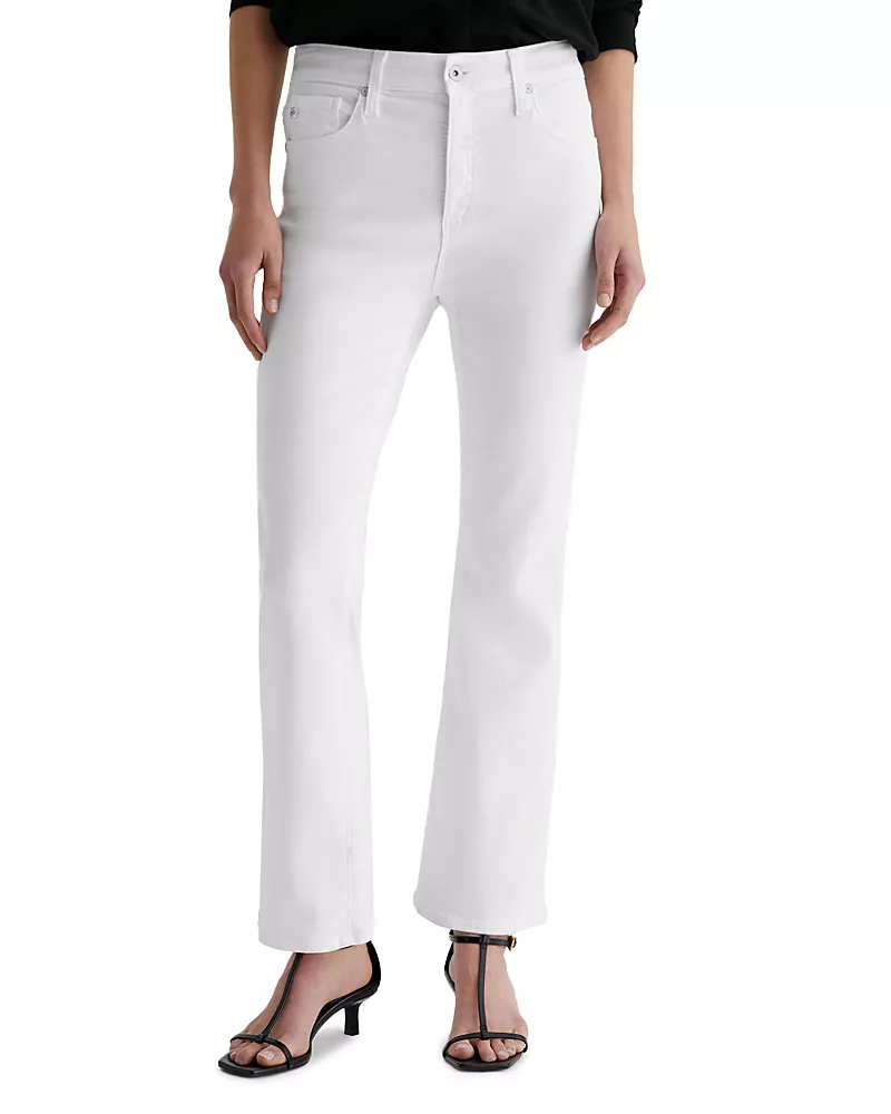 Ag Farrah Mid Rise Boot Crop Jeans in Gallery White