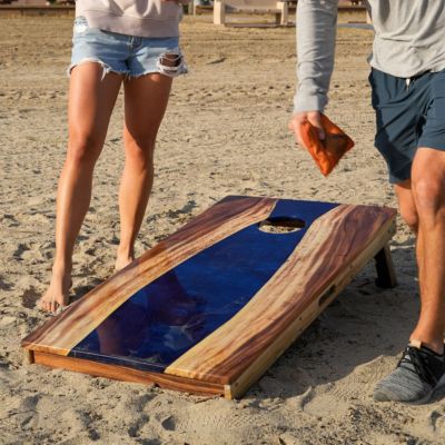 2ft x 4ft River Epoxy Resin with Live Edge Acacia Pathfinder ART Cornhole Boards
