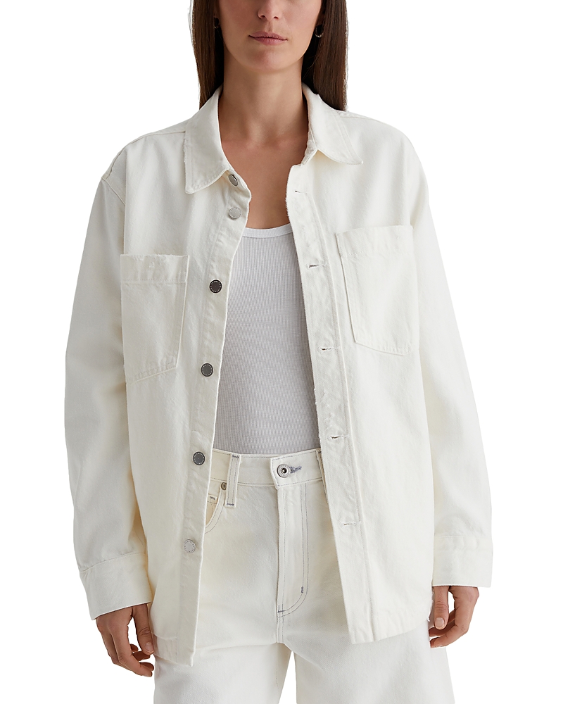 Ag Vita Denim Shirt Jacket In Powder Destructed