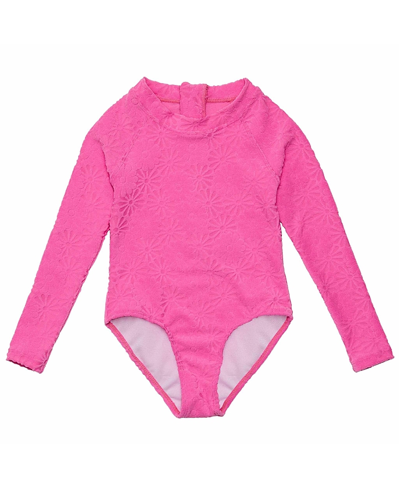 Snapper Rock Girls' Bubblegum Bloom Long Sleeve Surf Suit - Baby In Pink