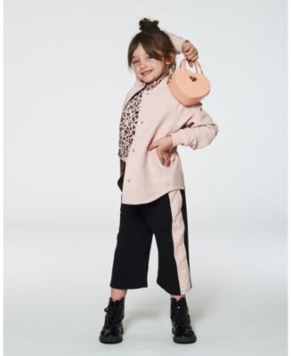 Girls' Cropped Wide Leg Pant with Contrast Band - Little Kid