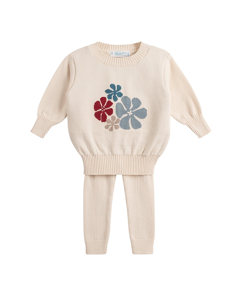 Feltman Brothers Girls' Multi Floral Knit Set - Baby, Little Kid In Ecru