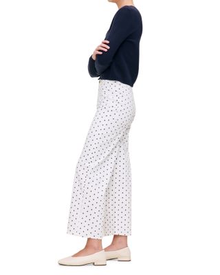 Hepburn High Rise Ankle Wide Leg Jeans in Marine Dots