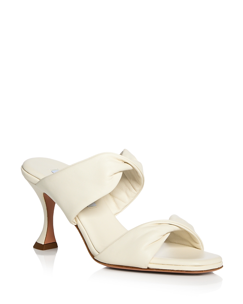 Aquazzura Twist 75 Leather Mules In White