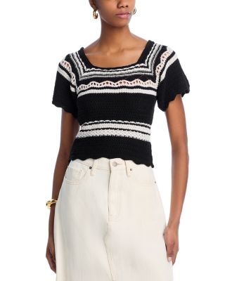 Vintage Havana - Crochet Short Sleeve Sweater