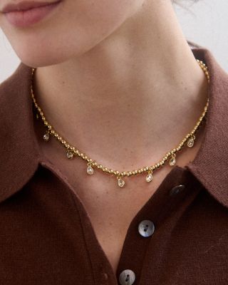 Mila Pisa Crystal & Yellow Gold Tone Bead Necklace, 17-20"