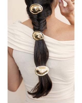 Liquid Lux Oval Hair Barrette in Gold Tone