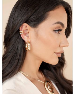 Liquid Lux 18K Yellow Gold Plated Hoop Earrings, 1.2" diameter