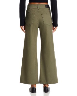 Ari High Rise Drawstring Wide Leg Jeans in Vintage Forester Green