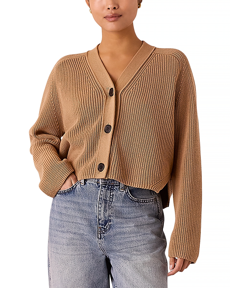 Whistles Petite Nala Cotton Cardigan In Camel