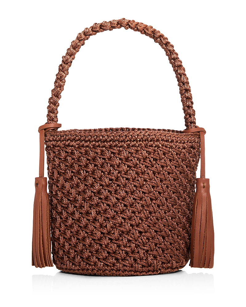 Binge Knitting Camila Woven Bucket Bag In Cocoa
