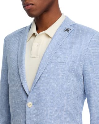 Cotton & Linen Chevron Slim Fit Unstructured Sport Coat
