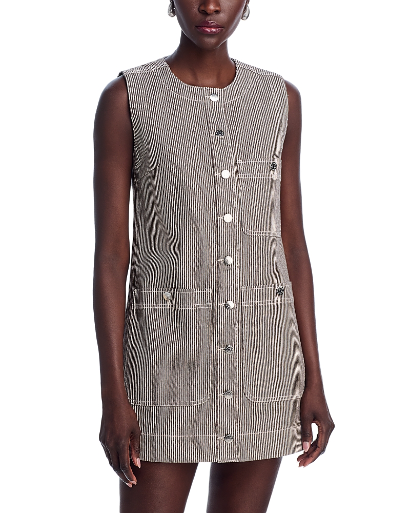 Veronica Beard Oakley Railroad Stripe Stretch Cotton Shift Minidressf In Cedar Stripe