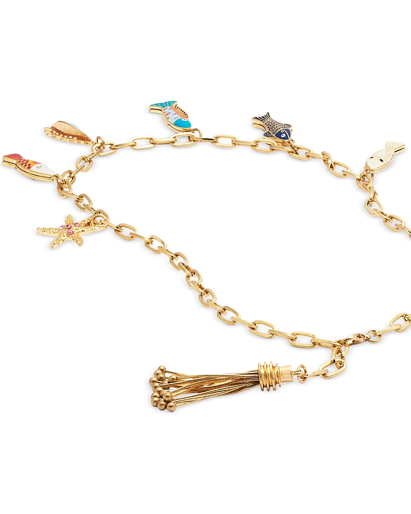 Aqua Mixed Fish Charm Necklace In Gold Tone, 20 - Exclusive