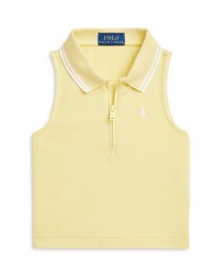 Ralph Lauren - Girls' Stretch Mesh Half Zip Boxy Polo Shirt - Little Kid