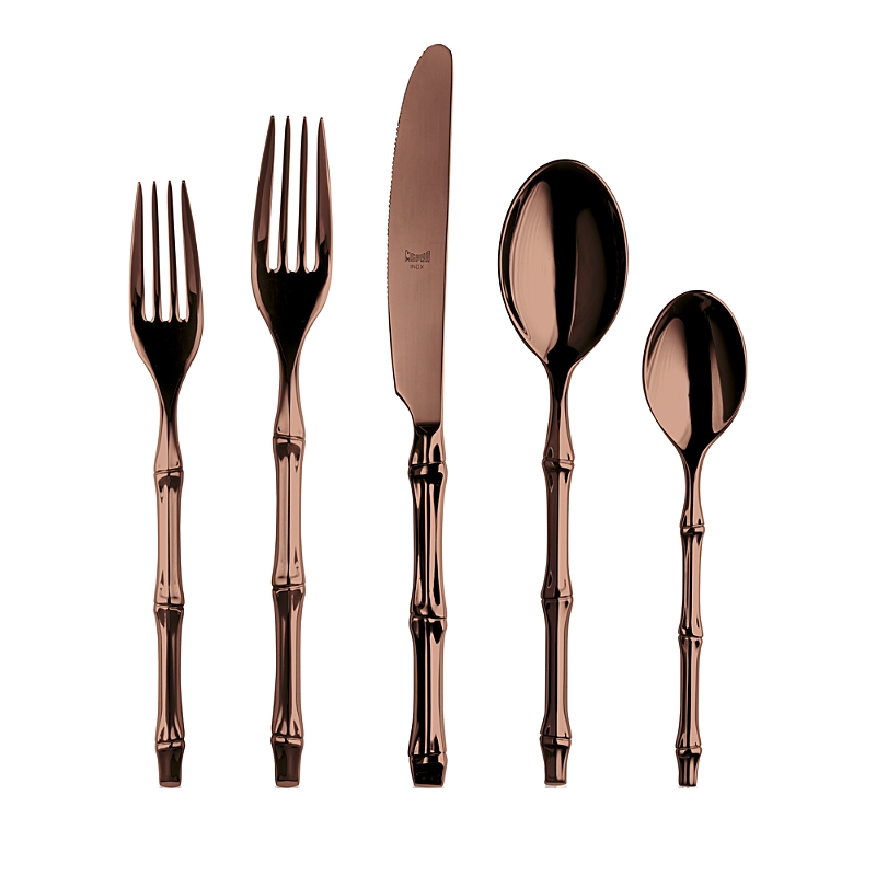 Mepra Bali Bronze 5 Piece Flatware Set In Bronze