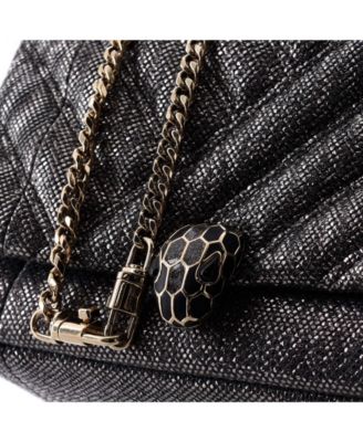Small Serpenti Cabochon Shoulder Bag Diagonal Quilted Metallic Karung