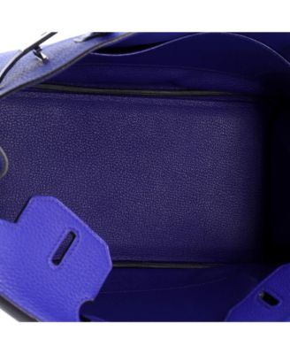 Birkin 30 Handbag Blue Clemence with Palladium Hardware