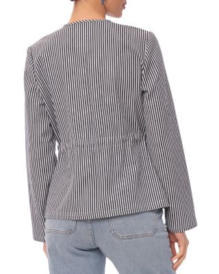 Collarless Striped Jacket