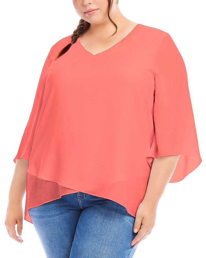 Karen Kane Plus Size Bracelet Sleeve Asymmetric Top