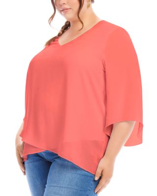 Plus Size Bracelet Sleeve Asymmetric Top