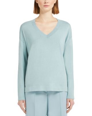 Wilkes & Riley Red Pure Merino Wool Zegna Baruffa V-neck