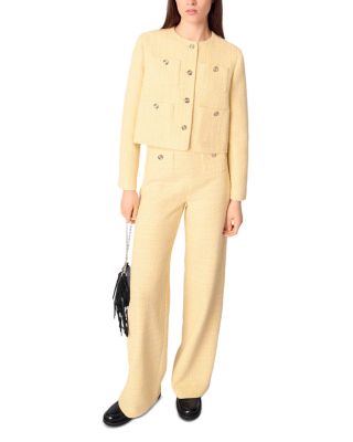 Maje - Crop Tweed Jacket, Straight Leg Metallic Tweed Effect Trousers & Tweed Mini Skirt