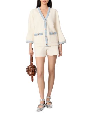 Denim Trim Long Cardigan  