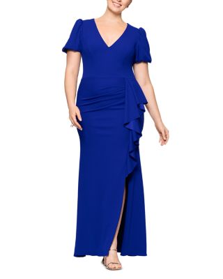 Xscape - Plus Long Scuba Crepe V Neck Gown