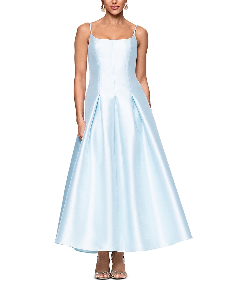 AQUA SATIN MIDI DRESS - EXCLUSIVE