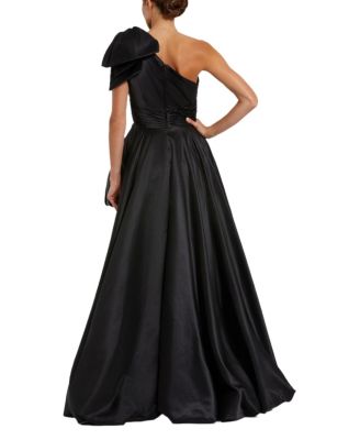  Satin One Shoulder Bow Gown
