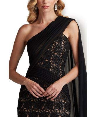 Eamon Draped Sleeve Sequin Embroidered Gown
