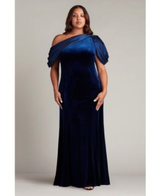 Plus Copley Shoulder Drape Velvet Gown