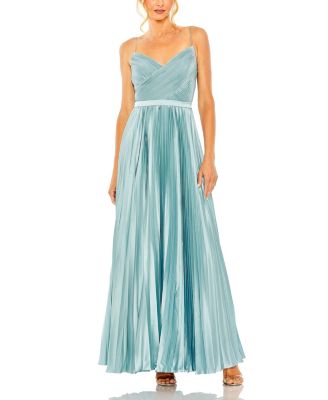 Mac Duggal - Slim Strap Surplice Top Pleated Dress