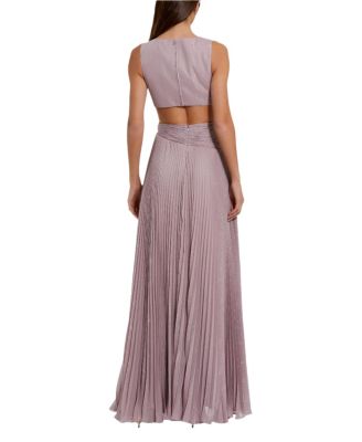 Ruched Chiffon Sleeveless Gown with 3D Flower