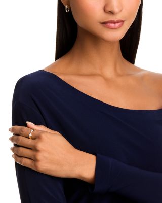 Diamond Open Ring in Textured 14K Yellow Gold, 0.10 tcw