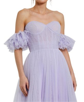Off The Shoulder Tulle A Line Gown