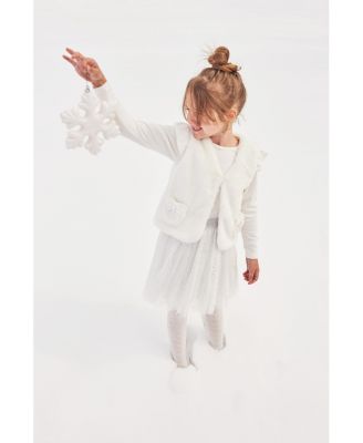 Girls' Long Sleeve Dress with Glittering Tulle Skirt - Big Kid