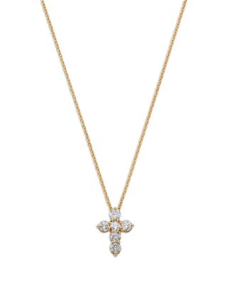 Diamond Cross Pendant Necklace in 14K Yellow Gold, 0.7 tcw