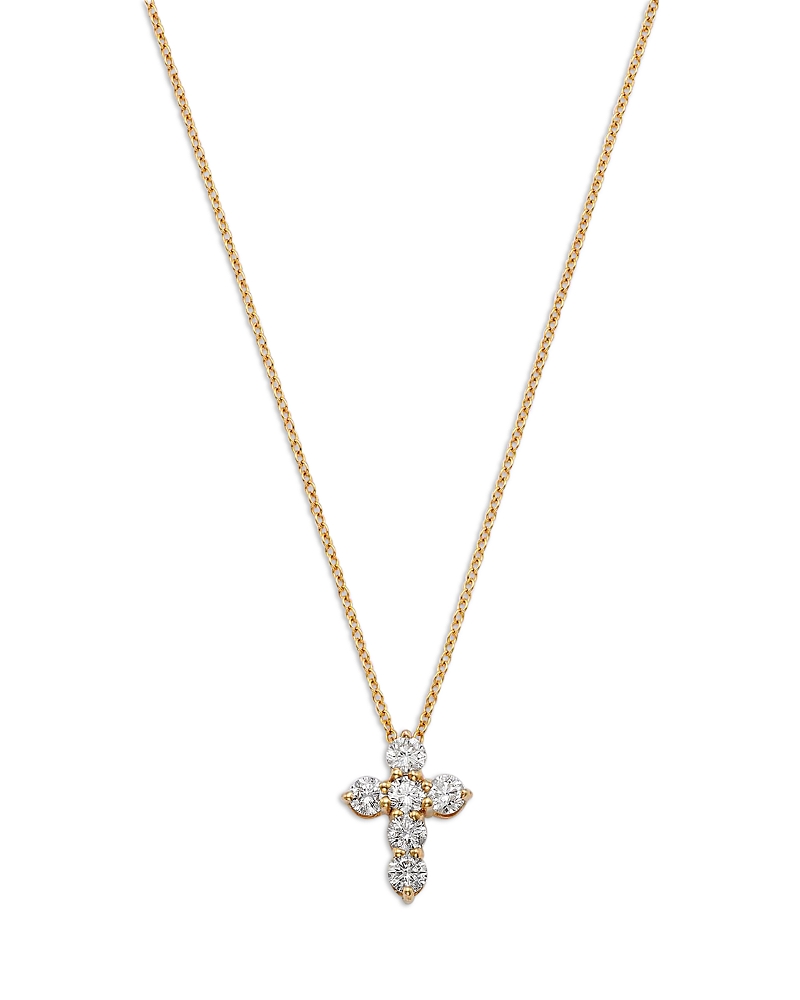 Bloomingdale's Fine Collection Diamond Cross Pendant Necklace in 14K Yellow Gold, 0.7 tcw