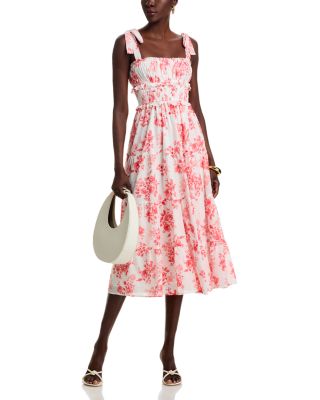 Floral Tie Strap Midi Dress - Exclusive