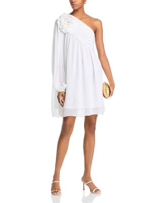 Off White One Shoulder Mini Dress - Exclusive