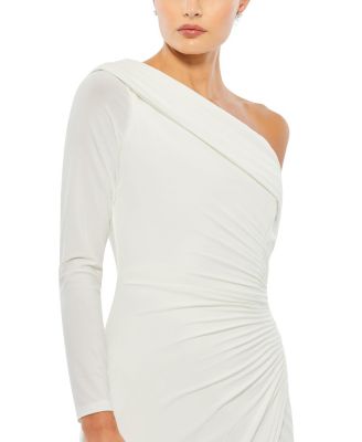 Ruched Jersey Drop Shoulder Foldover Gown
