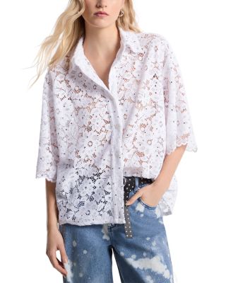 Michael Kors Studded Floral Lace Shirt