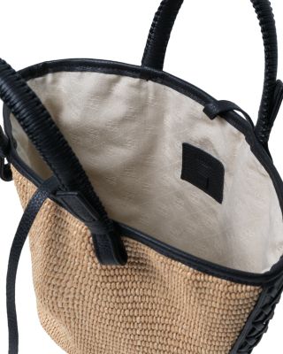 Mini Cassia Bag Black Leather & Straw
