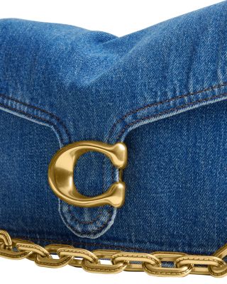 【COACH】Chain Tabby Small Denim Shoulder Bag COACH Chain Tabby Small Washed Denim Shoulder Bag