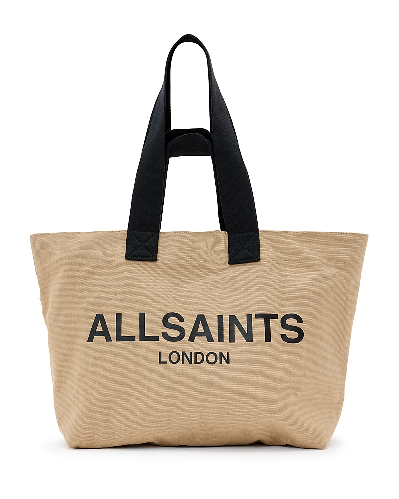 Shop Allsaints Ali Canvas East West Tote In Mink Brown